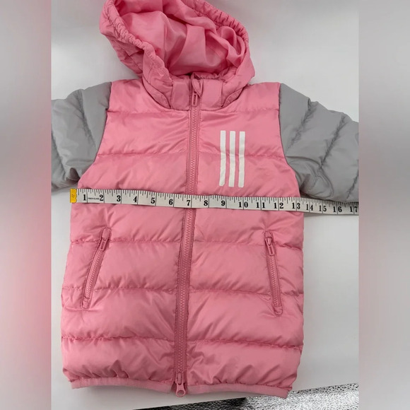 Adidas Girl Pink Puffer Jacket 9-12 Months - Picture 4 of 6